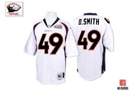 denver broncos #49 dennis smith white throwback jersey