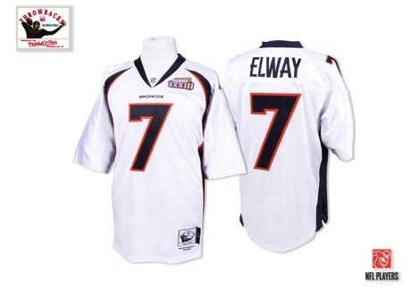 denver broncos #7 john elway white super bowl patch throwback jersey