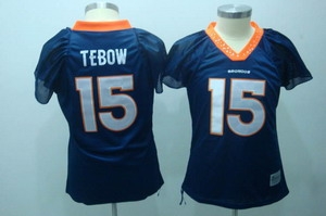 denver broncos 15 tebow blue 2010 womens field flirt fashion jersey