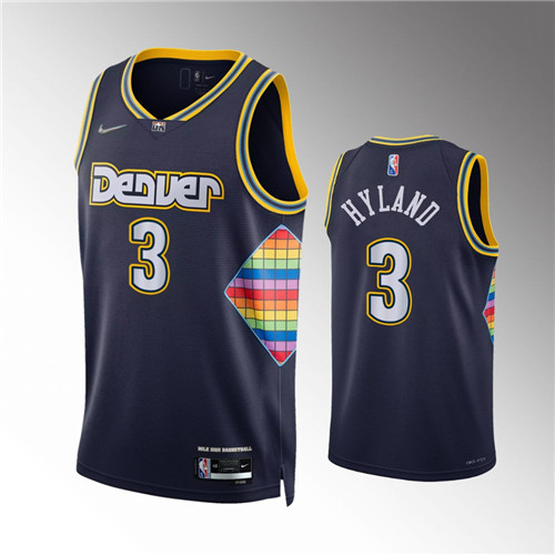 Denver Nuggets Nah'Shon Hyland 2021-22 75th Anniversary City Navy stitched Jersey #1