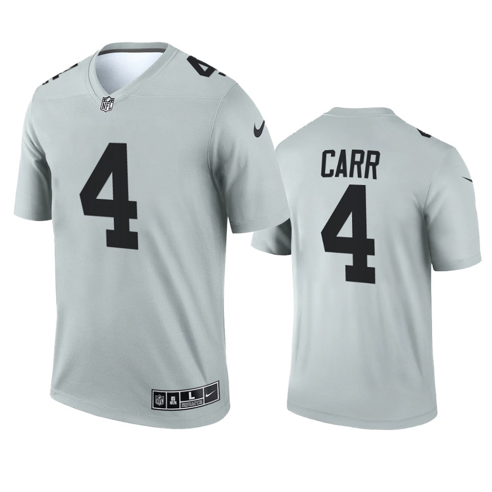 derek carr raiders 2021 inverted legend silver jersey