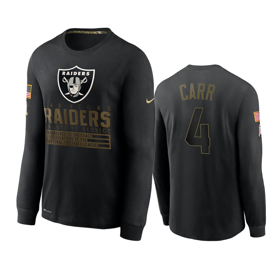 derek carr raiders black 2020 salute to service sideline performance long sleeve t shirt