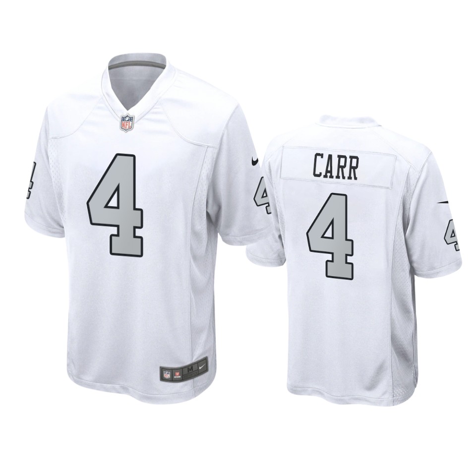 derek carr raiders white alternate game jersey