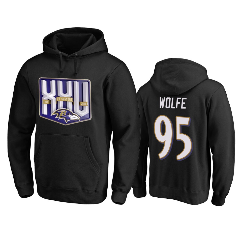 derek wolfe ravens black 25th season pullover hoodie