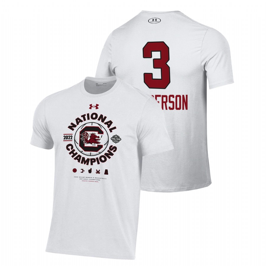 destanni henderson south carolina gamecocks white 22 ncaa women's basketball national locker room t shirt