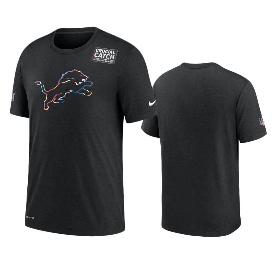 detroit lions black crucial catch sideline t shirt