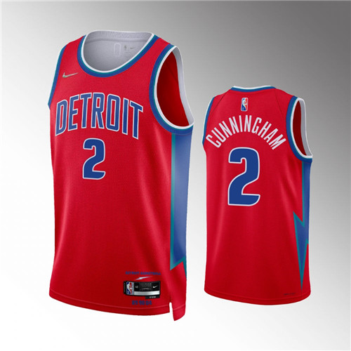 Detroit Pistons Cade Cunningham 2021-22 75th Anniversary City Red stitched Jersey #2