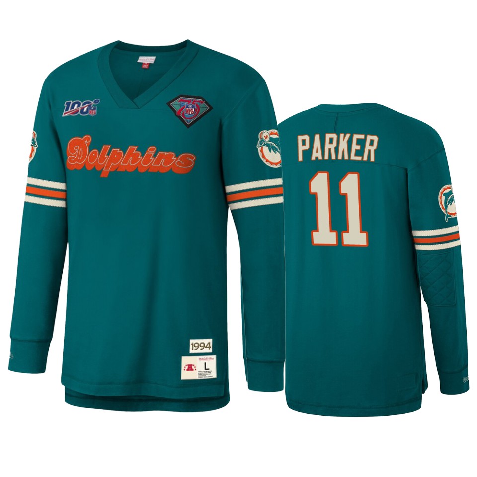 devante parker dolphins aqua nfl 100 long sleeve t shirt