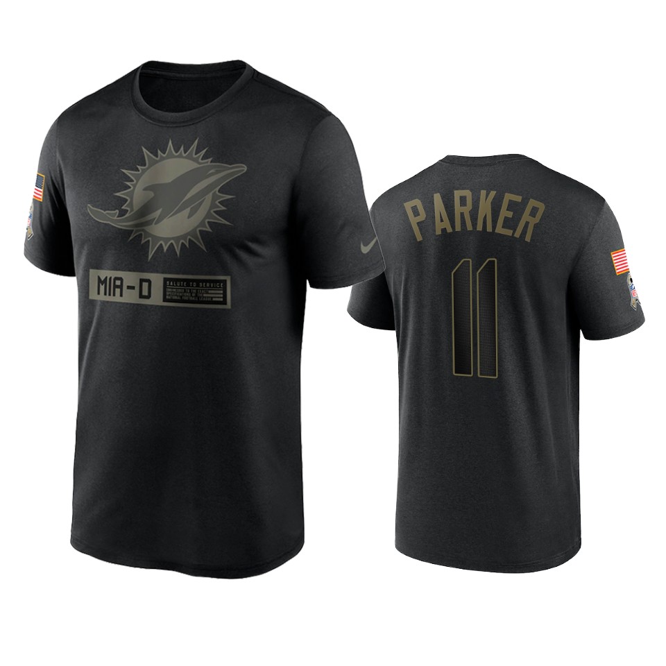 devante parker dolphins black 2020 salute to service team logo t shirt
