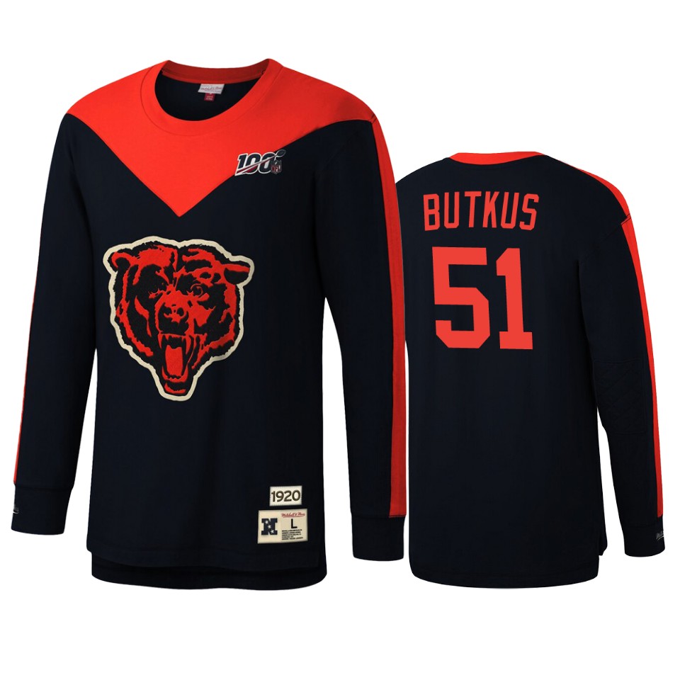 dick butkus bears navy nfl 100 long sleeve t shirt