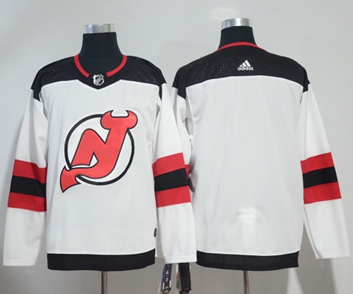 didas Devils Blank White Road Authentic Stitched NHL Jersey