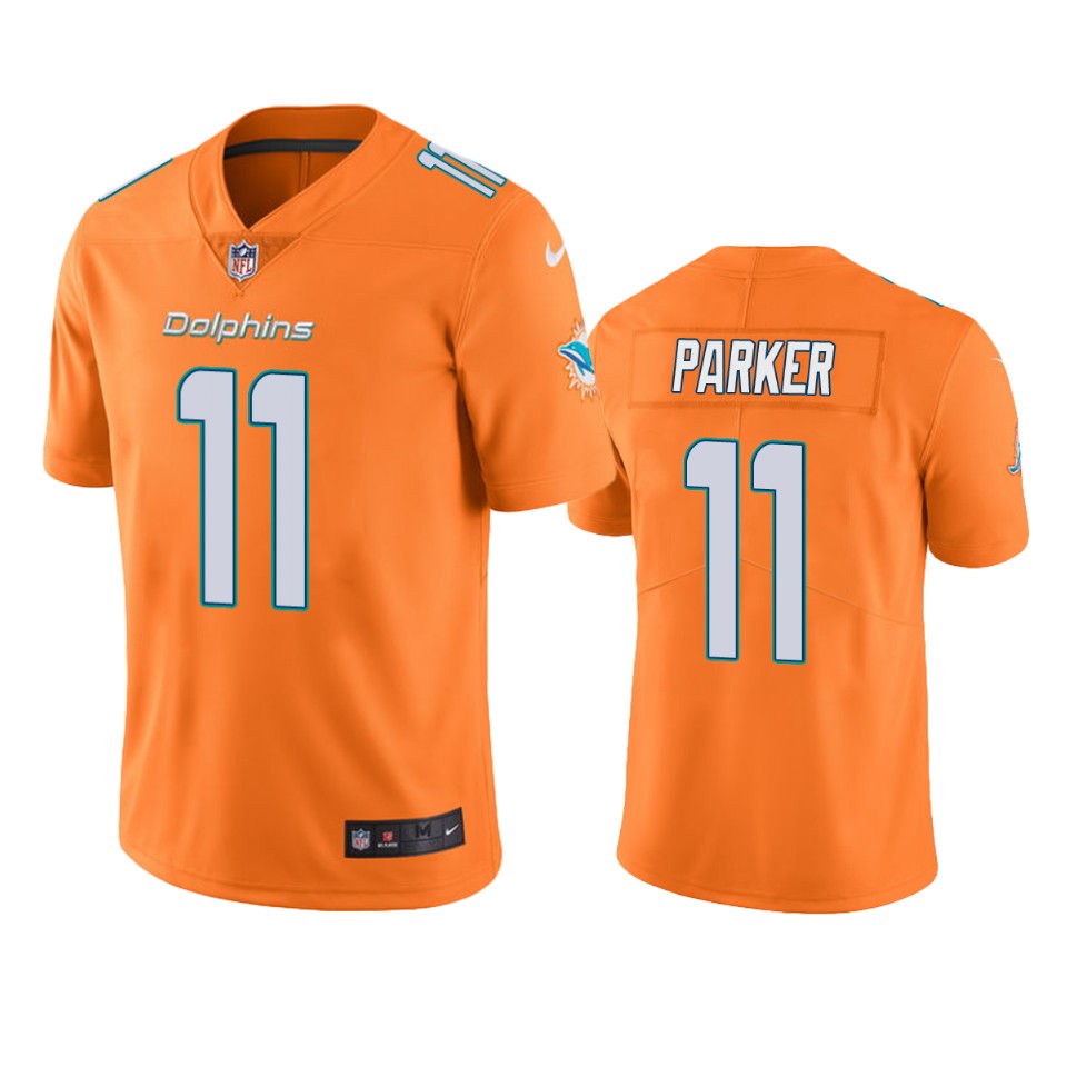 dolphins 11 devante parker orange color rush limited jersey
