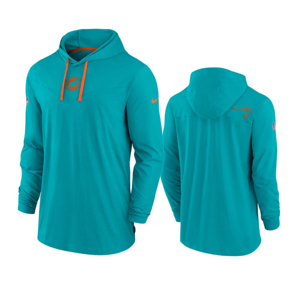 dolphins aqua sideline performance hoodie long sleeve t shirt