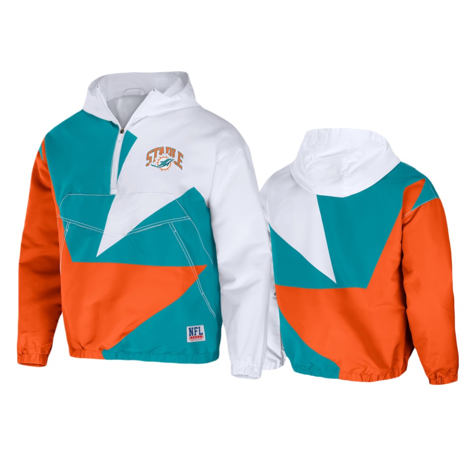 dolphins aqua staple all over print quarter zip jacket