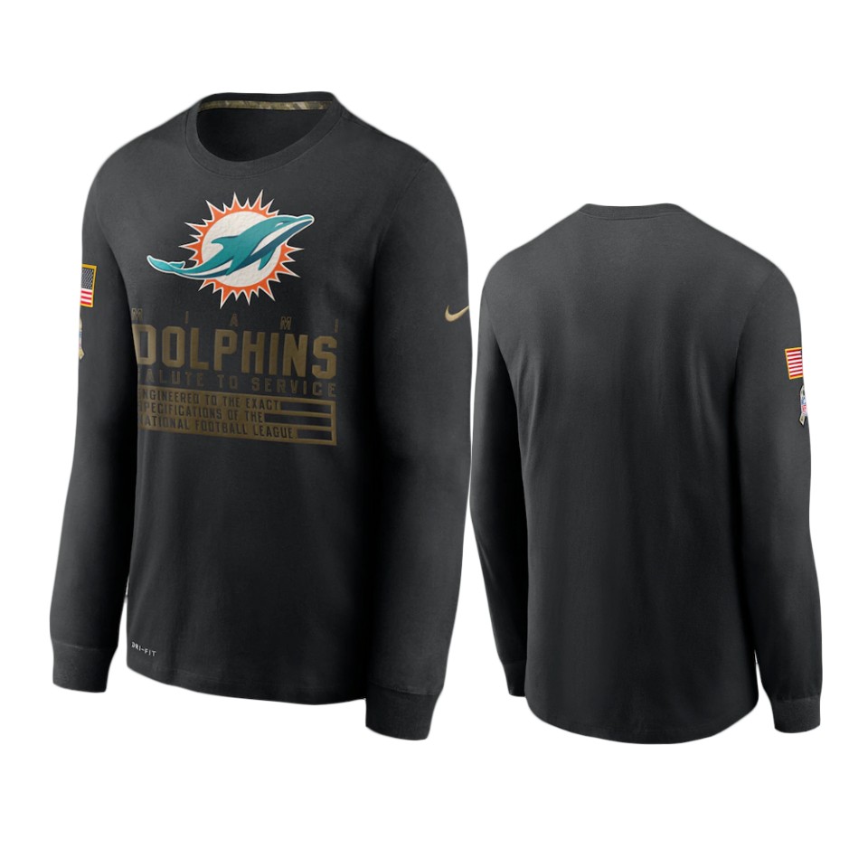 dolphins black 2020 salute to service sideline performance long sleeve t shirt