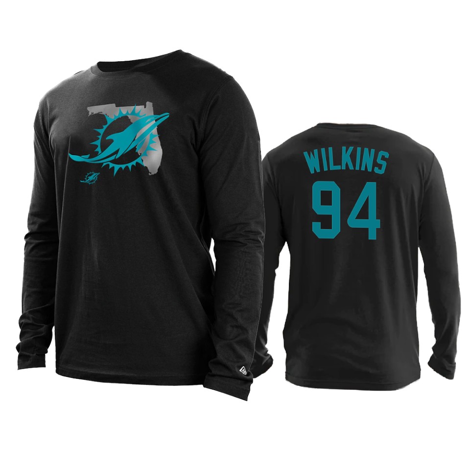 dolphins christian wilkins black state long sleeve t shirt