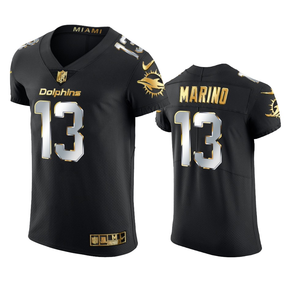 dolphins dan marino black golden edition elite jersey