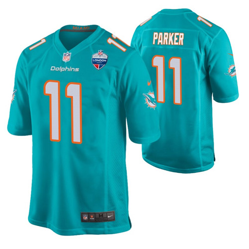 dolphins devante parker 2021 london games patch game jersey aqua game