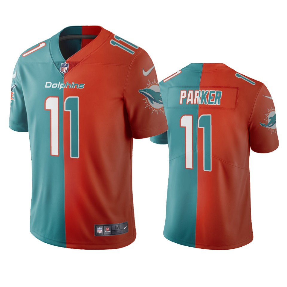 dolphins devante parker aqua orange vapor limited two tone jersey
