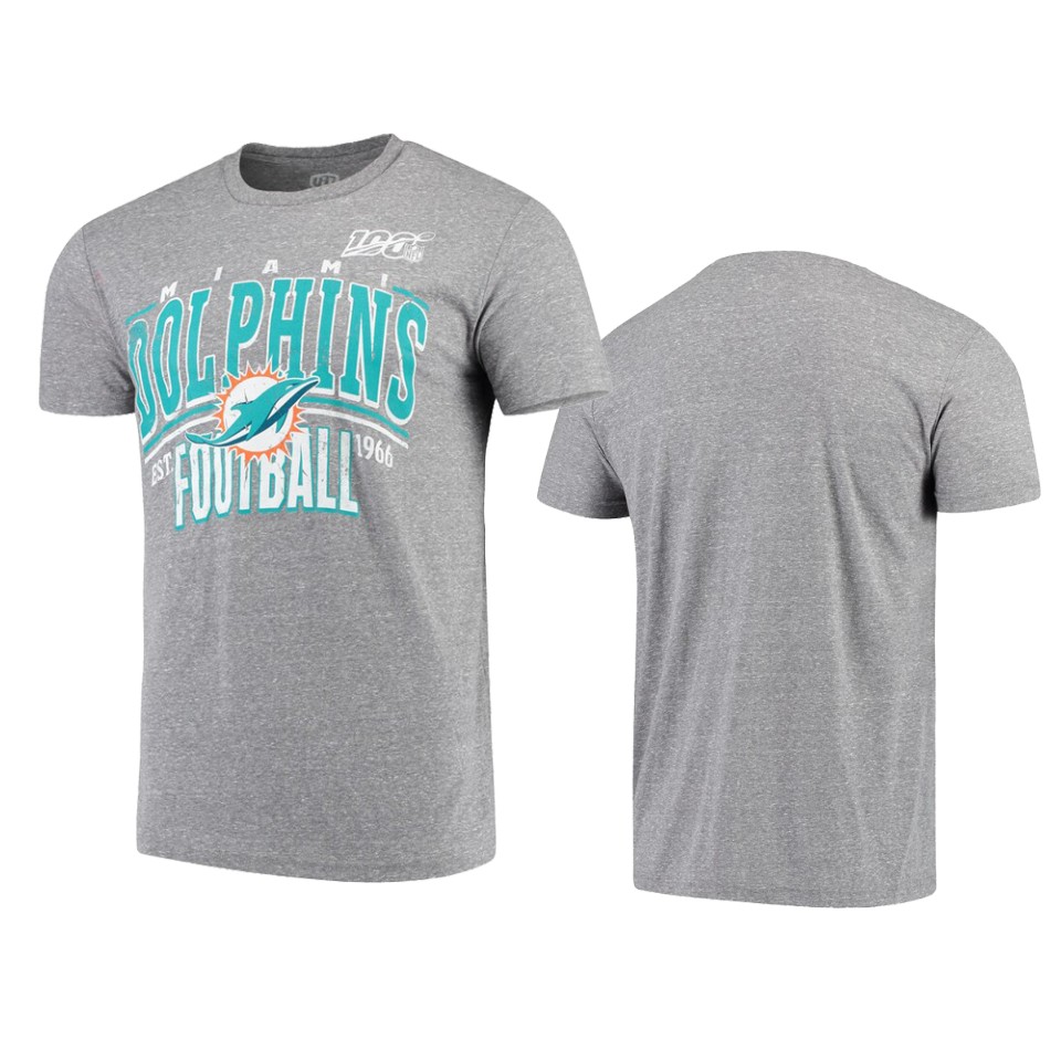 dolphins gray 100th season championship tri blend tee