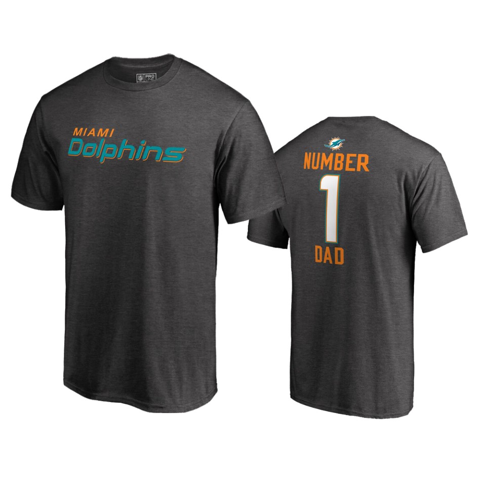 dolphins heathered gray 2019 father's day number 1 dad t shirt