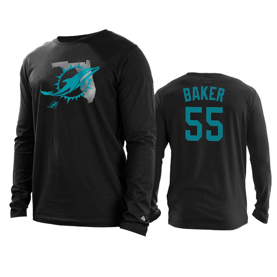 dolphins jerome baker black state long sleeve t shirt