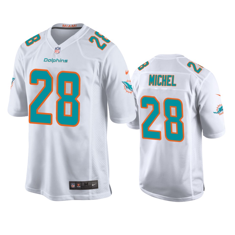 dolphins sony michel game white jersey