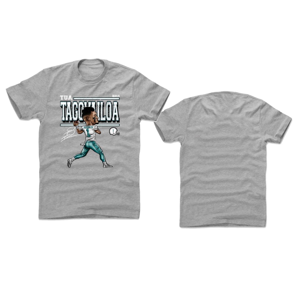 dolphins tua tagovailoa gray cartoon t shirt