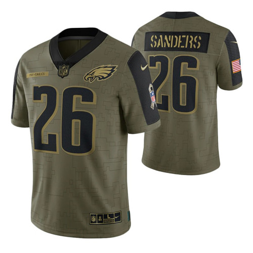 eagles-2021-salute-to-service-miles-sanders-jersey-olive-men