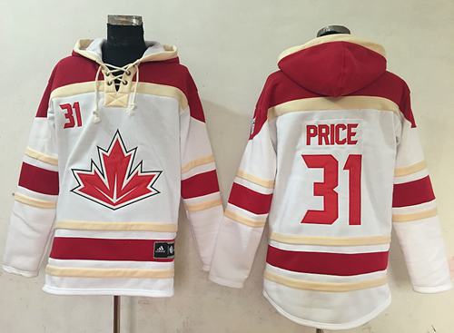 eam CA. #31 Carey Price White Sawyer Hooded Sweatshirt 2016 World Cup Stitched NHL Jersey