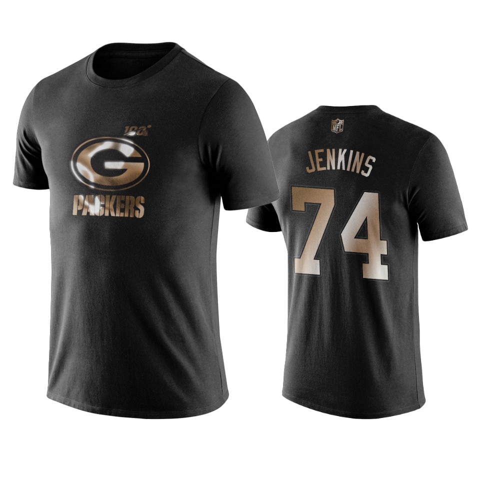 elgton jenkins packers black golden 100th season t shirt