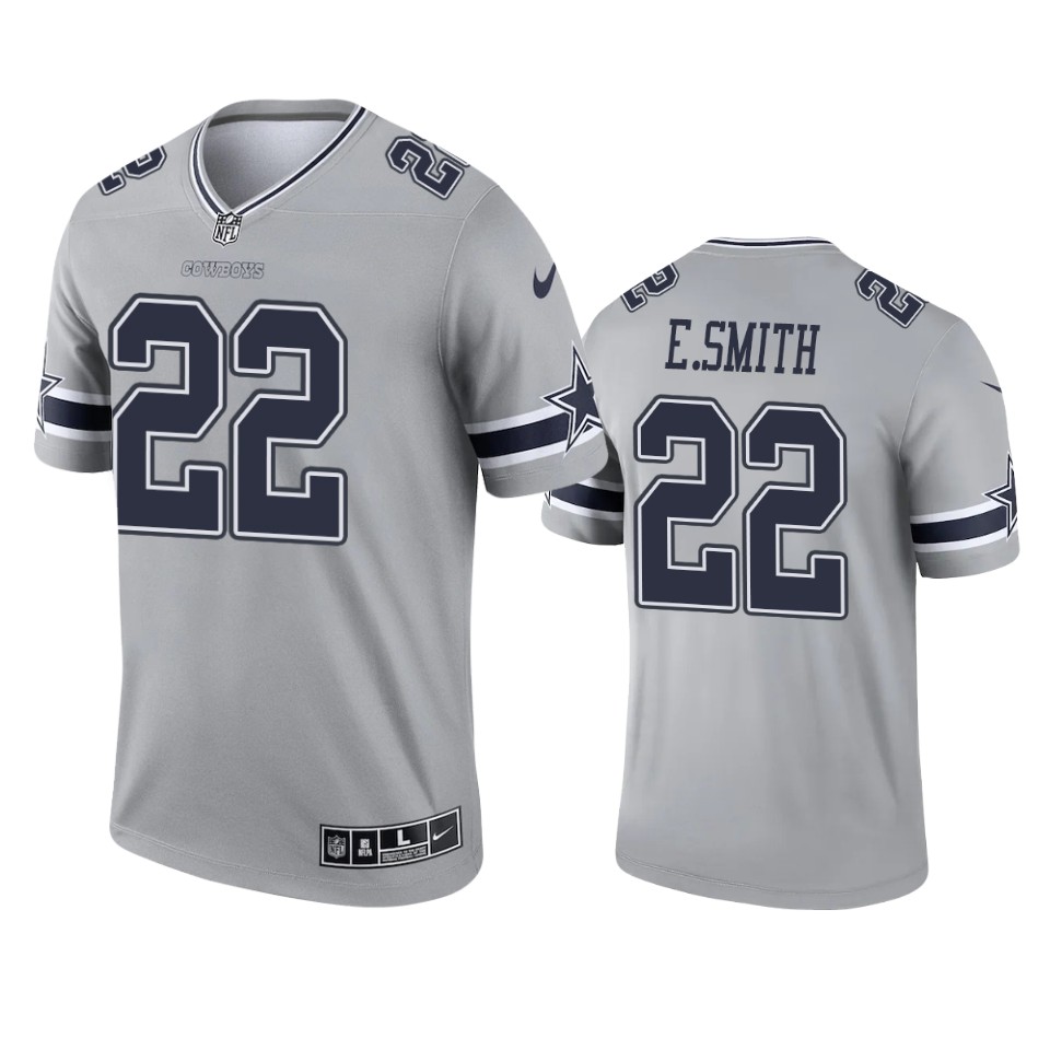 emmitt smith cowboys 2021 inverted legend gray jersey