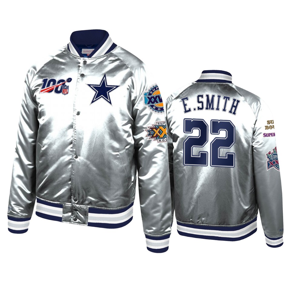 emmitt smith cowboys silver super bowl 100th season jacket