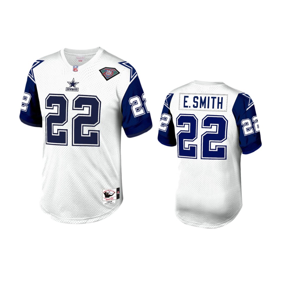 emmitt smith cowboys white navy authentic jersey