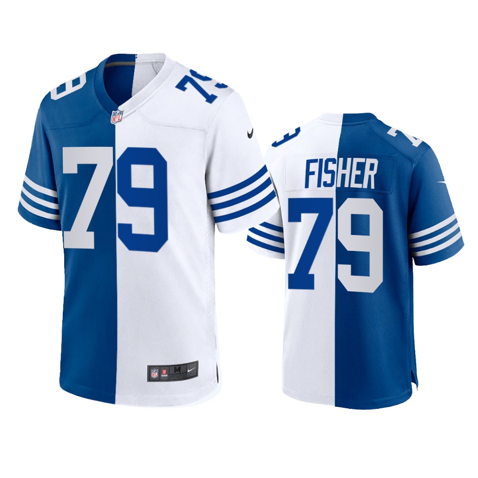 eric fisher colts royal white throwback split jersey