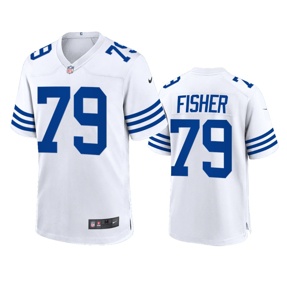 eric fisher colts white throwback game jersey