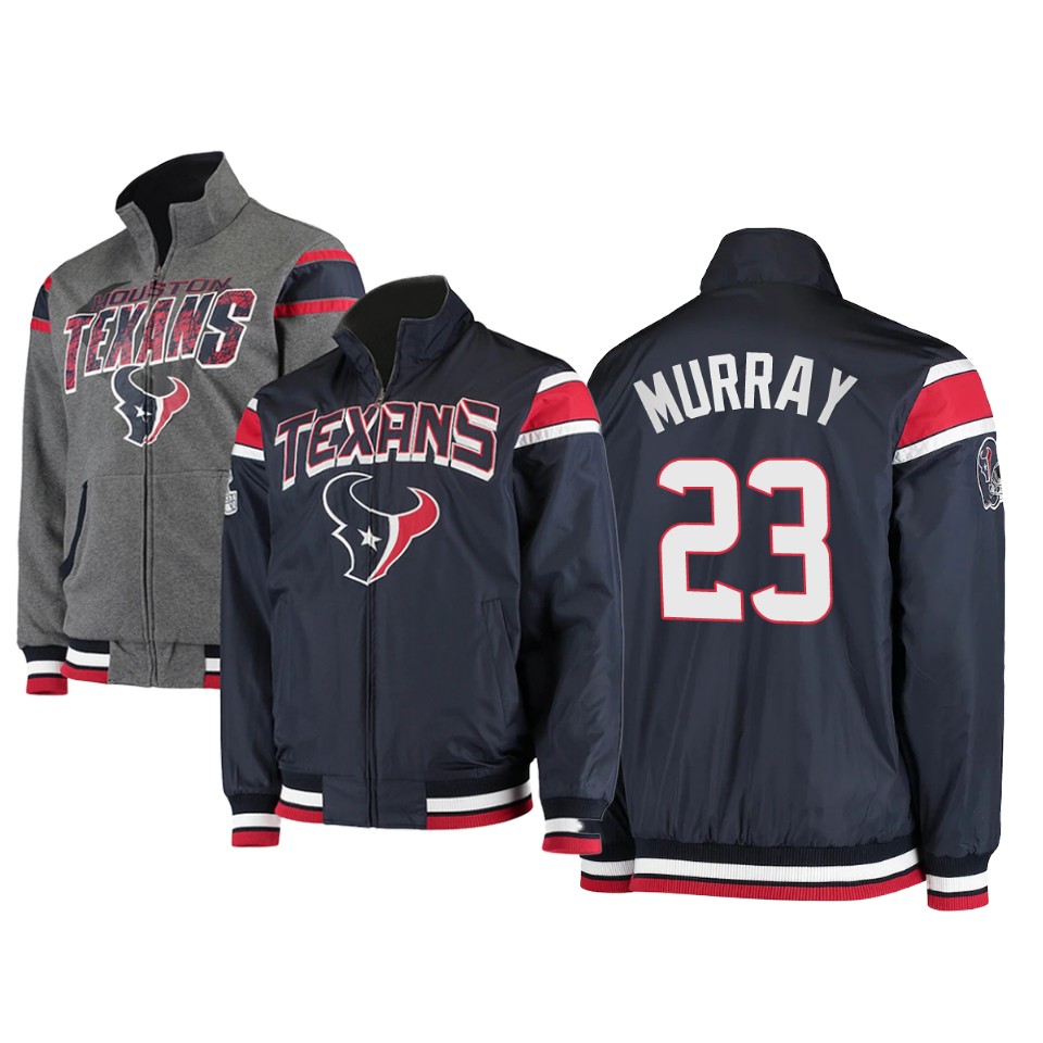eric murray texans navy charcoal offside reversible full zip jacket