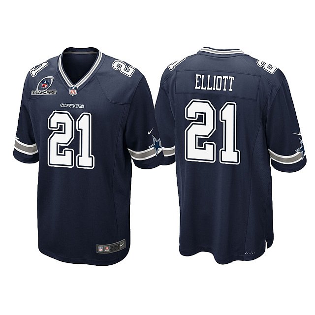 ezekiel-elliott-cowboys-2021-nfl-playoffs-patch-game-navy-jersey-middle