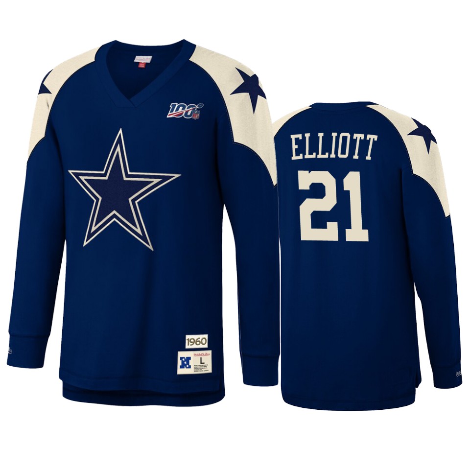 ezekiel elliott cowboys navy nfl 100 long sleeve t shirt