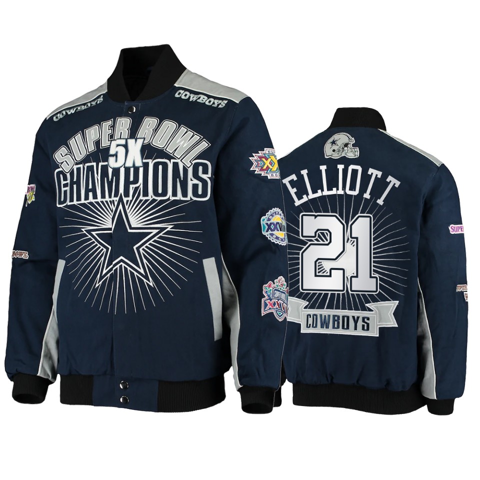 ezekiel elliott cowboys navy super bowl champions extreme triumph commemorative jacket