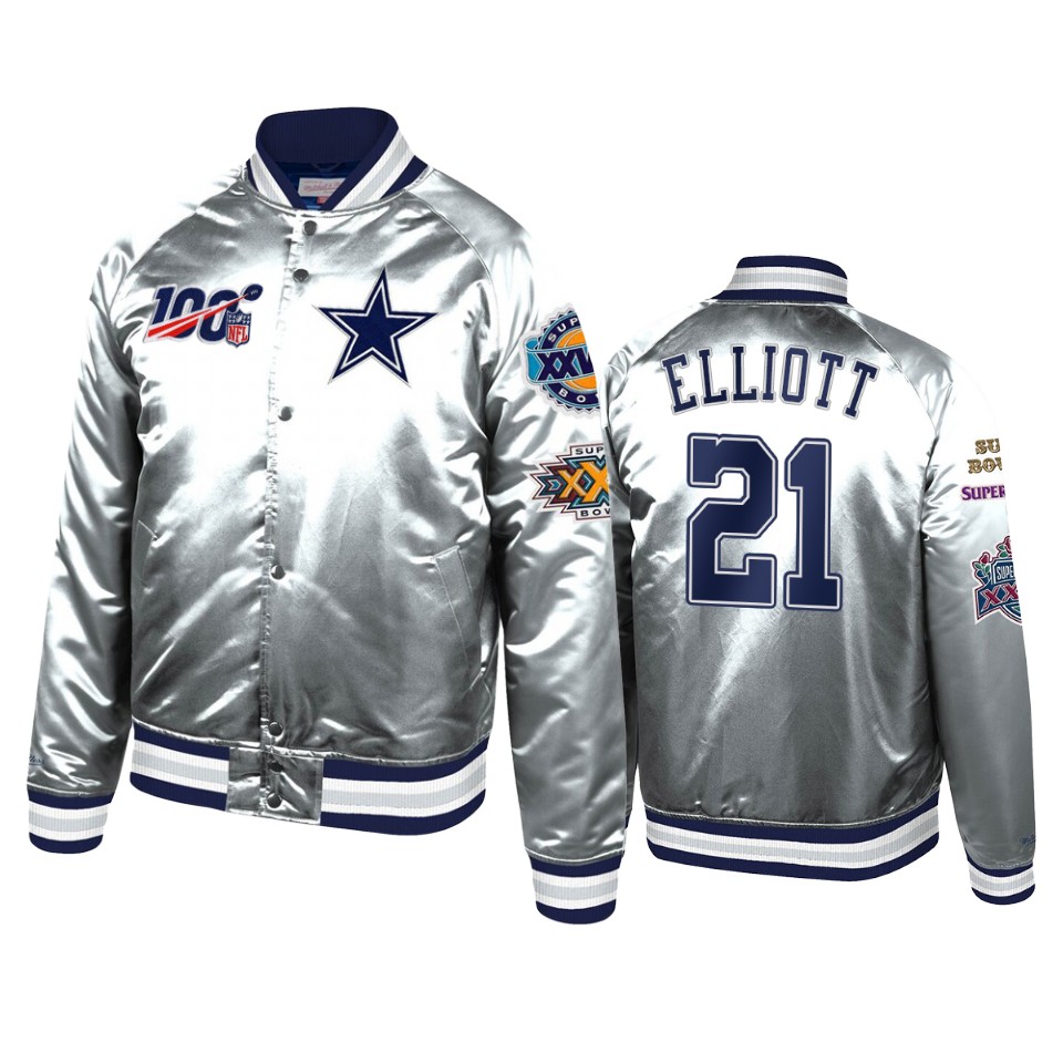 ezekiel elliott cowboys silver super bowl 100th season jacket