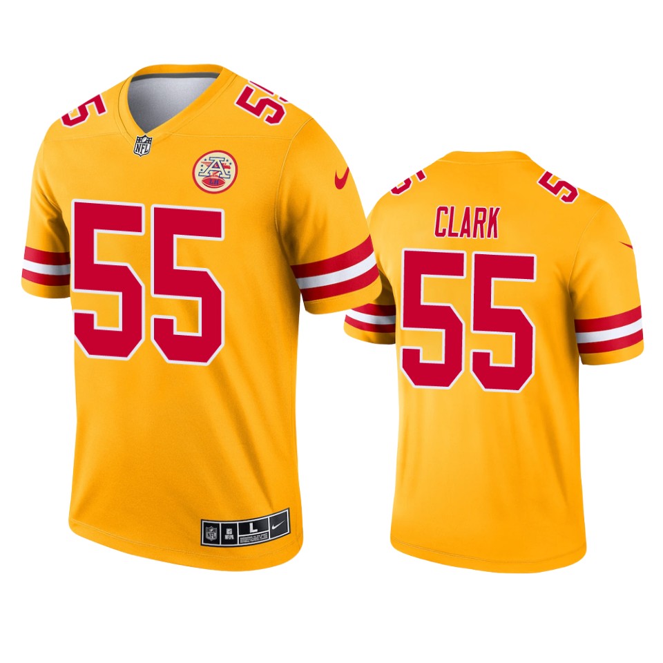 frank clark chiefs 2021 inverted legend yellow jersey
