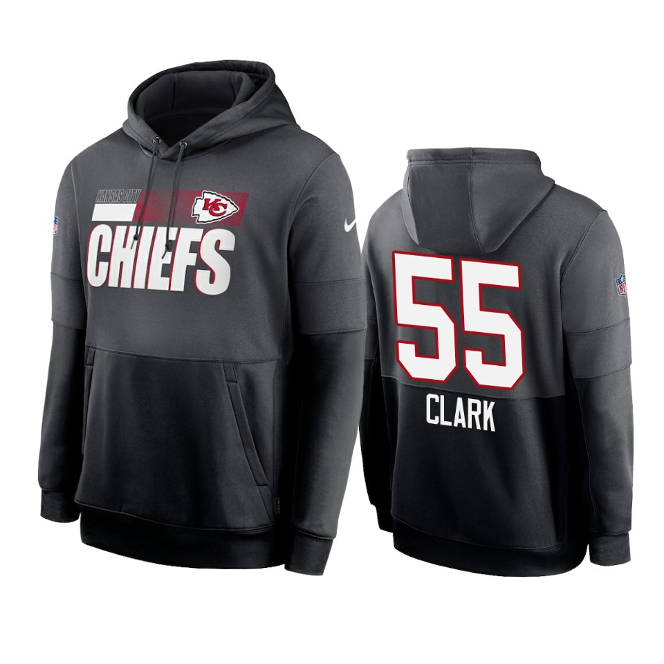 frank clark chiefs charcoal black sideline impact lockup hoodie