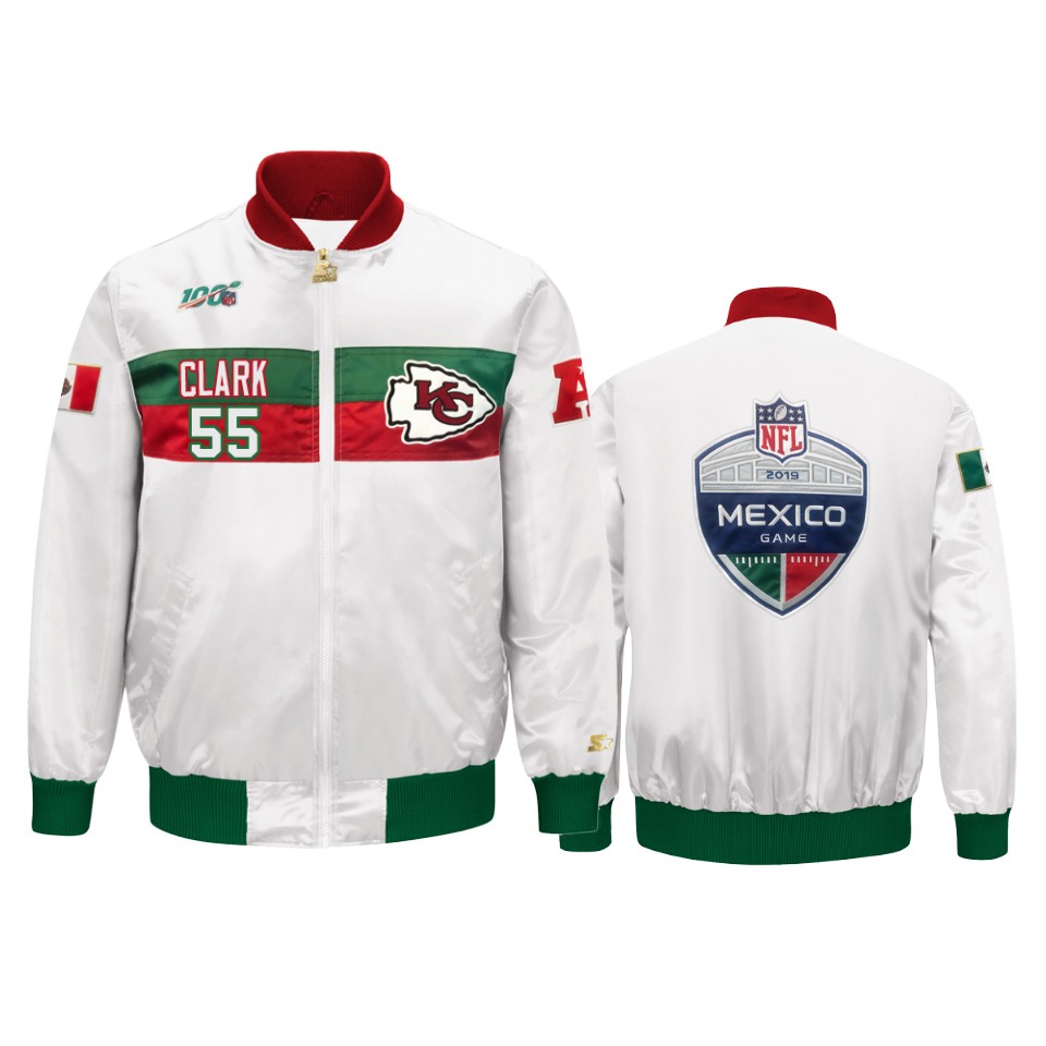 frank clark chiefs white 2019 nfl mexico game nfl 100 full zip jacket