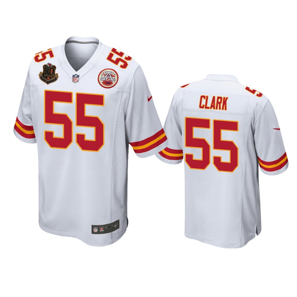 frank clark chiefs white 50th anniversary of operation linebacker jersey