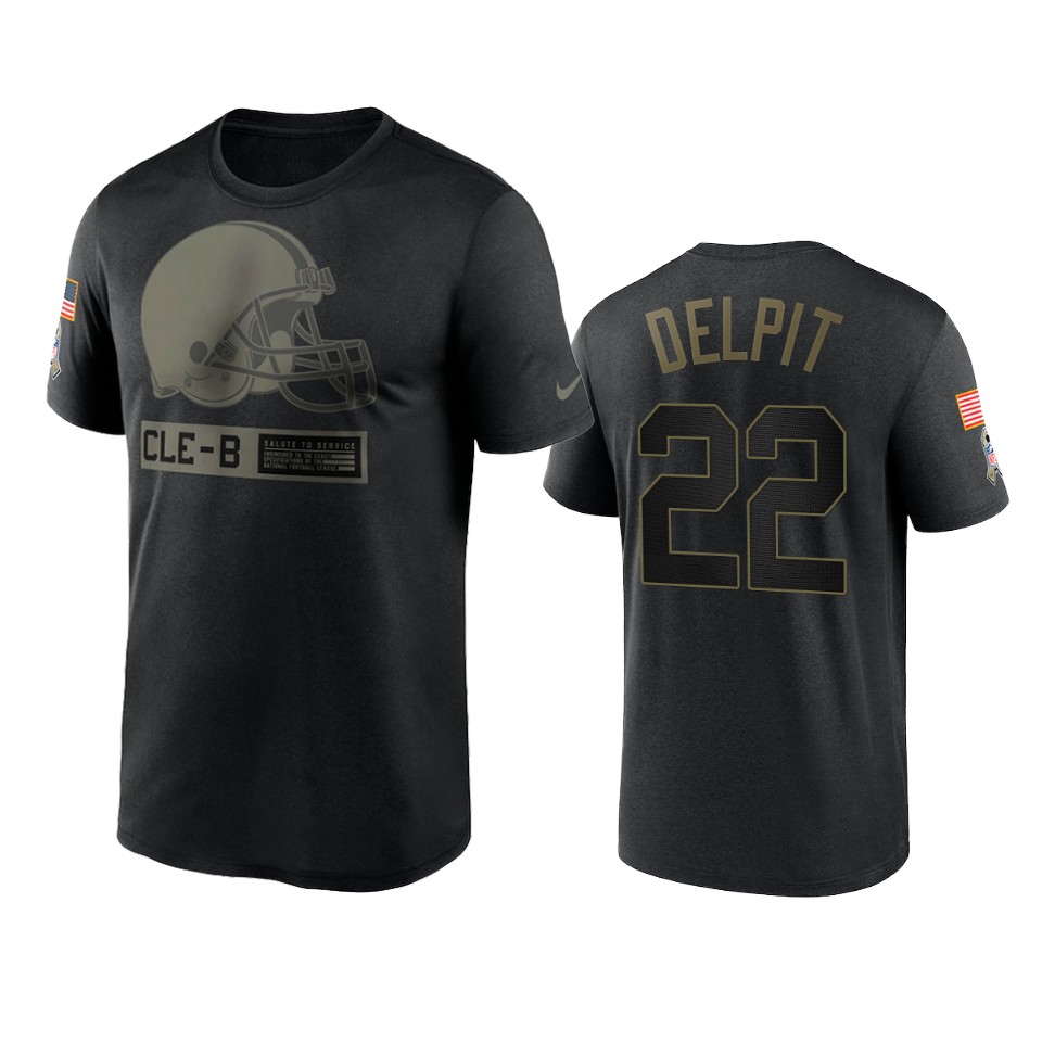 grant delpit browns black 2020 salute to service team logo t shirt