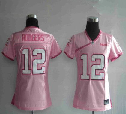 green bay packers 12 aaron rodgers pink jersey
