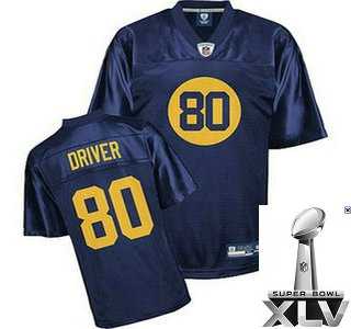 Green Bay Packers 80 Donald Driver Blue Jerseys {2011 Super Bowl Xlv }