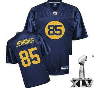 Green Bay Packers 85 Greg Jennings Blue Jerseys {2011 Super Bowl Xlv }