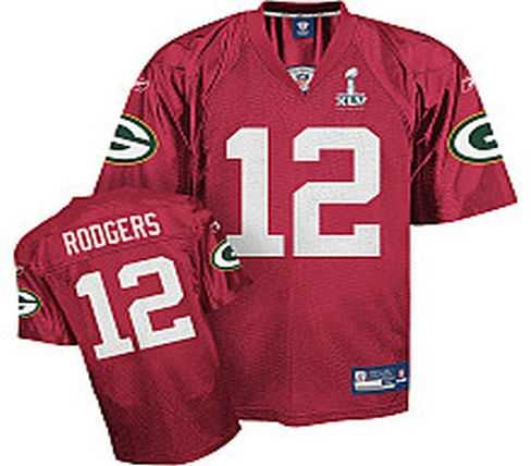 Green Bay Packers Aaron Rodgers 12 Super Bowl Xlv Red Qb Practice Jerseys 